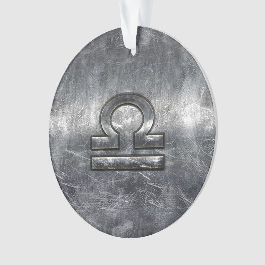 Libra Zodiac Symbol Silver Steel Style Ornament (Vorderseite)