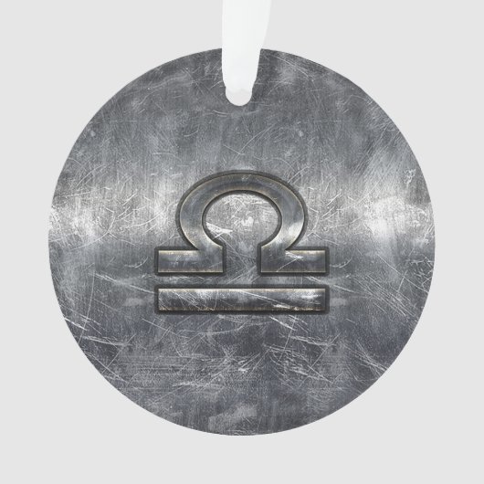 Libra Zodiac Symbol Silver Steel Style Ornament (Vorderseite)