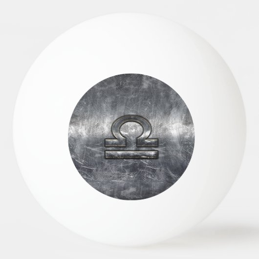 Libra Zodiac Symbol Silver Steel Style Tischtennisball (Vorderseite)