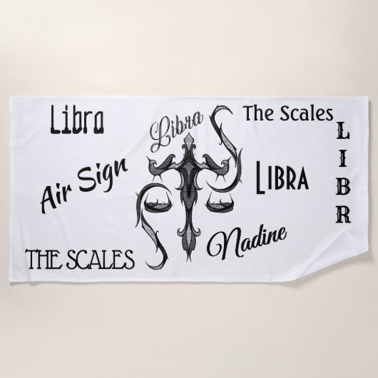 Libra Zodiac-Symbol Strandtuch (Vorderseite)