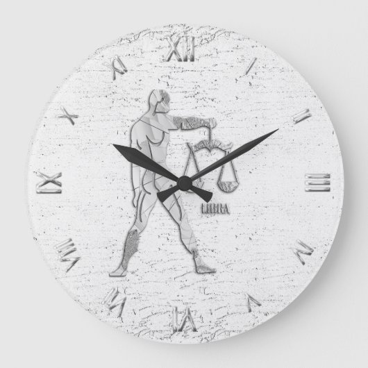 Libra Zodiac Symbol Wall Clock Große Wanduhr (Vorderseite)