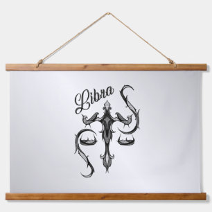 Libra Zodiac-Symbol Wandteppich Mit Holzrahmen