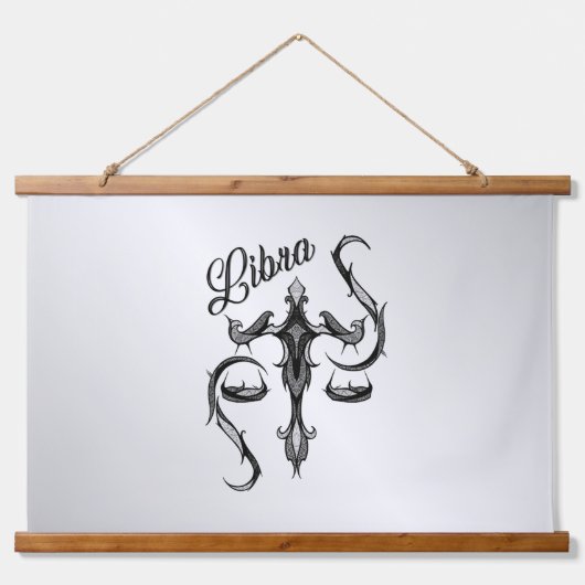 Libra Zodiac-Symbol Wandteppich Mit Holzrahmen (Vorne)