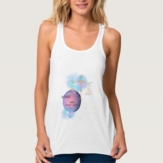 Libra Zodiac Typografie Astrologie Planet Glitzer Tank Top (Vorderseite)