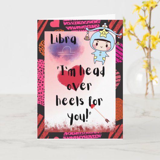 Libra Zodiac Valentines Personalisierte Karte (Gelbe Blume)