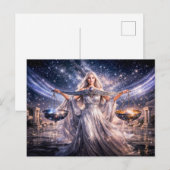 Libra Zodiac with Celestial Maiden Holding the Sca Postkarte (Vorne/Hinten)