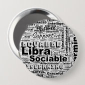 Libra Zodiac Word Cloud Inspiration Button (Vorne & Hinten)