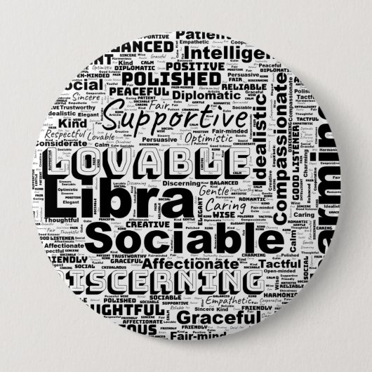 Libra Zodiac Word Cloud Inspiration Button (Vorderseite)