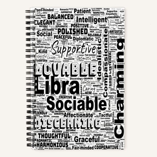 Libra Zodiac Word Cloud Inspiration Notizblock (Vorderseite)