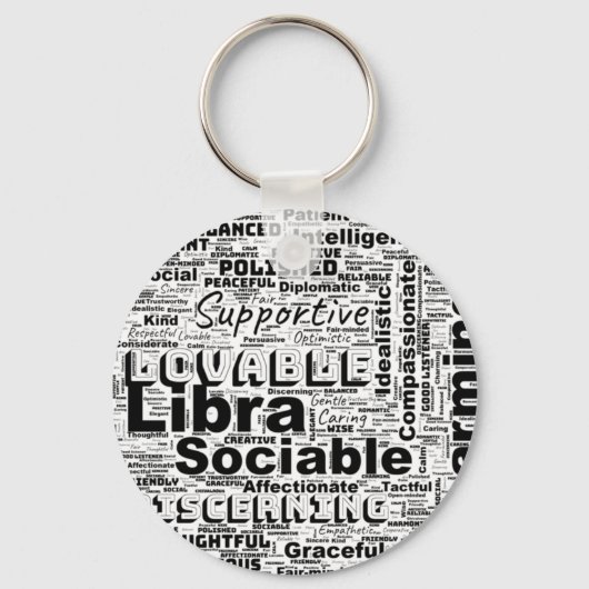 Libra Zodiac Word Cloud Inspiration Schlüsselanhänger (Vorderseite)