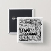 Libra Zodiac Word Cloud Inspiration Taste Button (Vorne & Hinten)