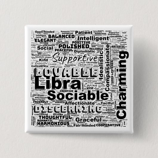 Libra Zodiac Word Cloud Inspiration Taste Button (Vorderseite)