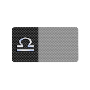 Libra Zodiac-Zeichen auf Carbon Fibre Print Adressaufkleber