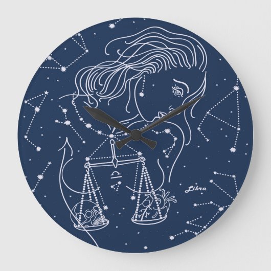 Libra zodiac-Zeichen Große Wanduhr (Vorderseite)