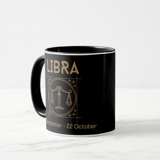 Libra Zodiac Zeichen mit Symbol und Eigenschaften Tasse (Vorderseite Links)