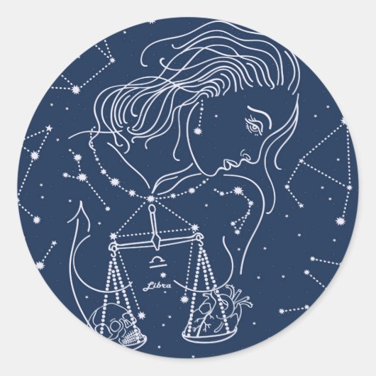 Libra zodiac-Zeichen Runder Aufkleber (Vorderseite)