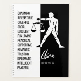 Libra Zodiac Zeichen, Schwarz & Weiß Planer