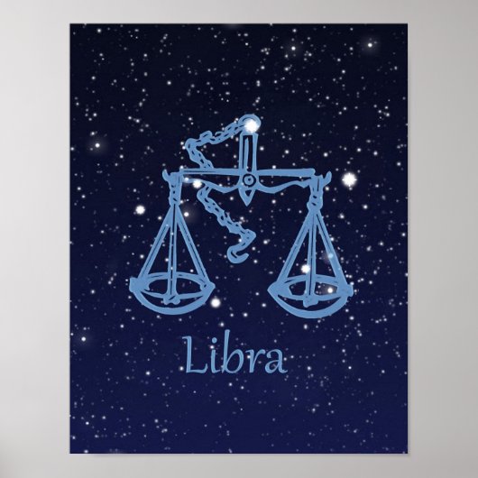 Libra Zodiac Zeichen und Konstellation Poster (Vorne)