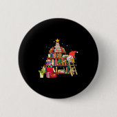 Librarian And Book Lover Christmas Library Tree Li Button (Vorderseite)