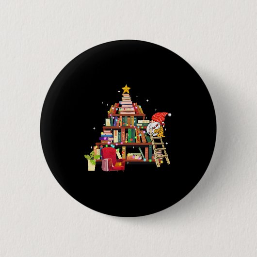Librarian And Book Lover Christmas Library Tree Li Button (Vorderseite)