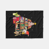 Librarian And Book Lover Christmas Library Tree Li Fleecedecke (Vorderseite (Horizontal))