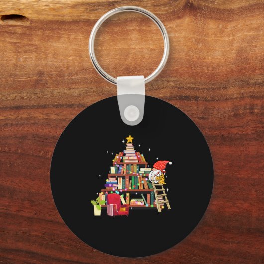 Librarian And Book Lover Christmas Library Tree Li Schlüsselanhänger (Vorderseite)
