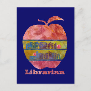 Librarian Apple Postkarte