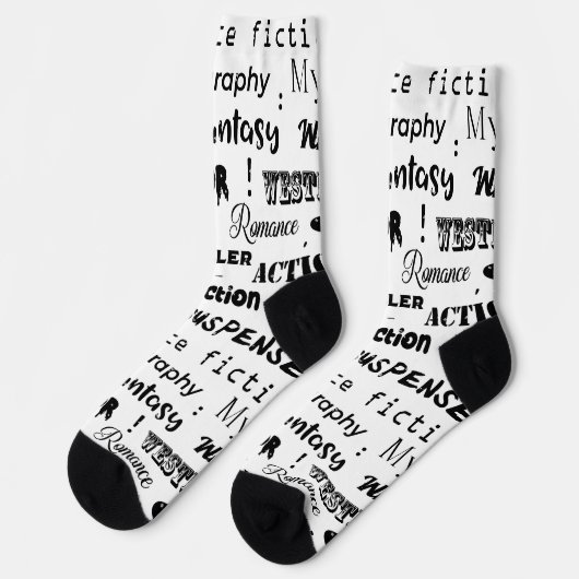 Librarian Author Book Lover Black and White Socken (Linkes Detail)