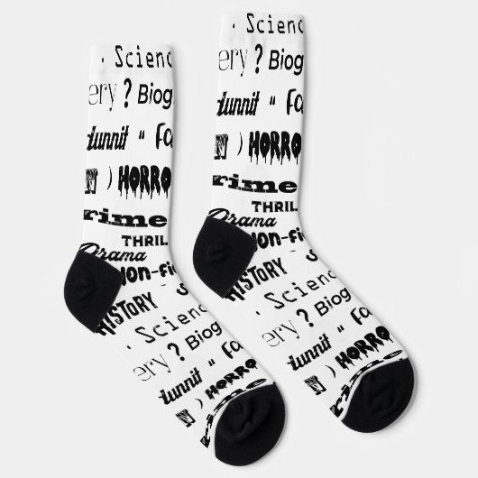 Librarian Author Book Lover Black and White Socken (Rechts)
