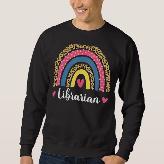 Librarian Boho Rainbow Leopard Zurück zur Schule 2 Sweatshirt (Vorderseite)