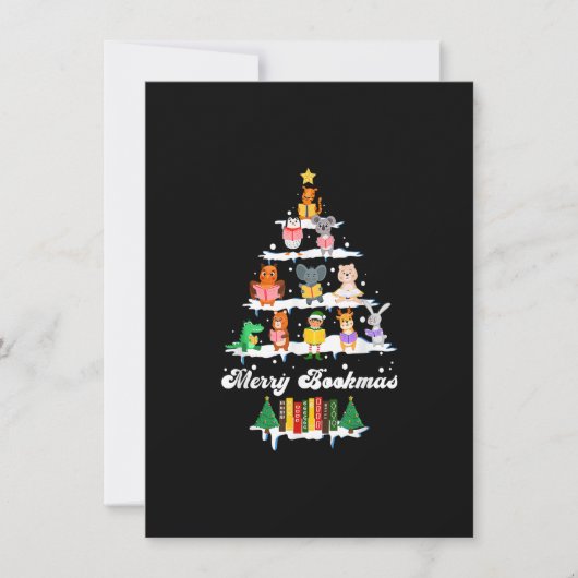Librarian Book Lover Bücher Weihnachtsbaum Merry B Einladung (Vorderseite)