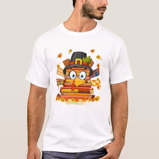 Librarian Book Lover Reader Funny Turkey Thanksgiv T-Shirt (Vorderseite)