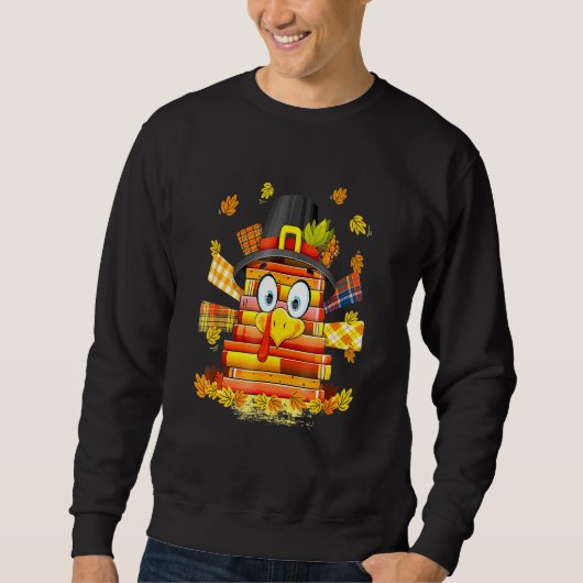 Librarian Book Reader Turkey Thanksgiving Autumn Sweatshirt (Vorderseite)
