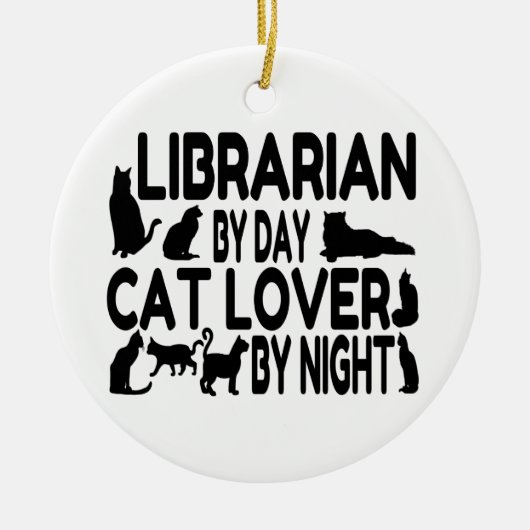 Librarian Cat Lover Keramik Ornament (Vorne)