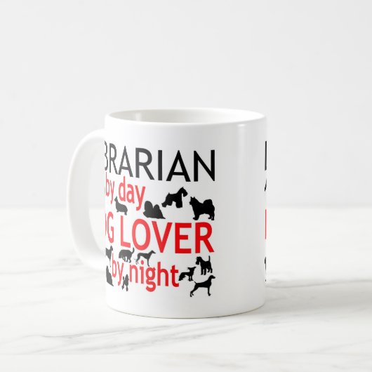 Librarian Dog Lover Kaffeetasse (Vorderseite Links)