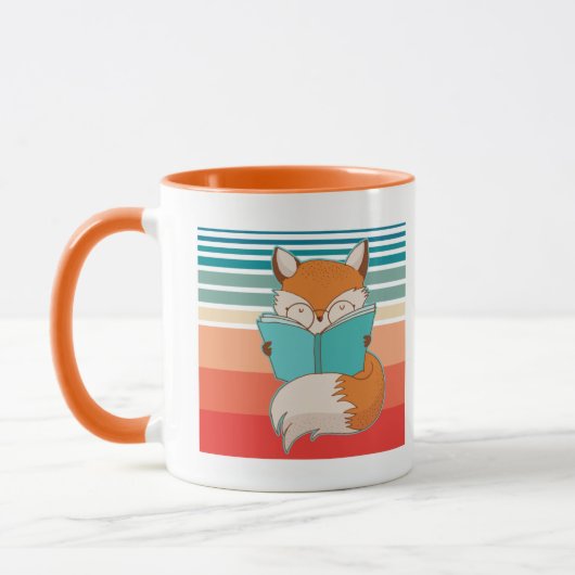 Librarian Fox Reading Bookworm Tasse (Links)