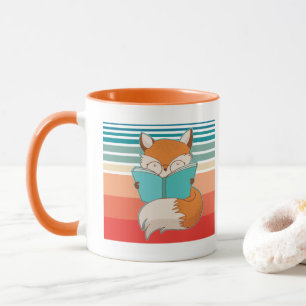 Librarian Fox Reading Bookworm Tasse