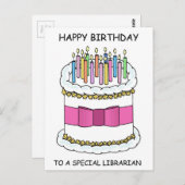 Librarian Happy Birthday Cake mit Kerzen Postkarte (Vorne/Hinten)
