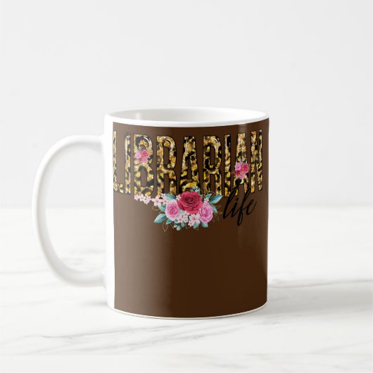 Librarian Life Blumen Leopard Print Niedlich Kaffeetasse (Links)
