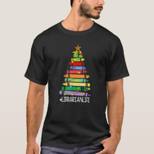 Librarian Life Weihnachten T-Shirt Tree Premium