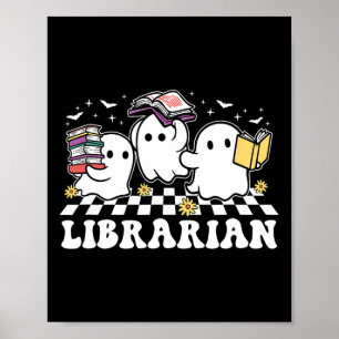 Librarian Niedlich Ghost Book Reading Funny Hallow Poster