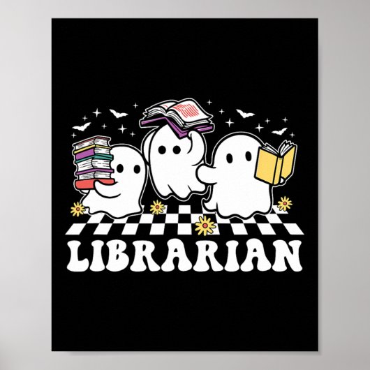 Librarian Niedlich Ghost Book Reading Funny Hallow Poster (Vorne)