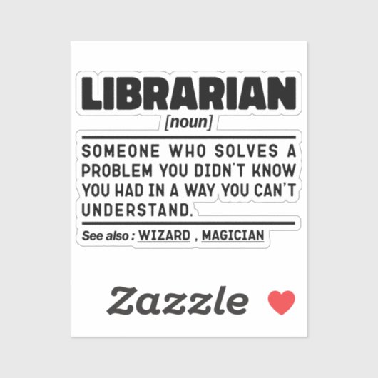 Librarian Noun Definition Reading Lover Funny Aufkleber (Blatt)
