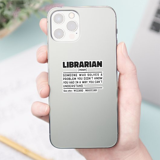 Librarian Noun Definition Reading Lover Funny Aufkleber (Telefon)