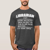 Librarian Noun Definition Reading Lover Funny T-Shirt (Vorderseite)