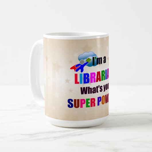 Librarian Super Power Spaß Kaffeetasse (Vorderseite Links)