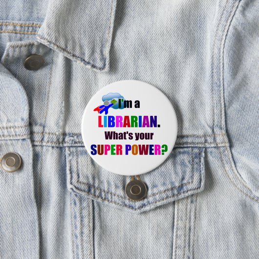 Librarian Superhero - Fett farbiges Textdesign Button (Beispiel)