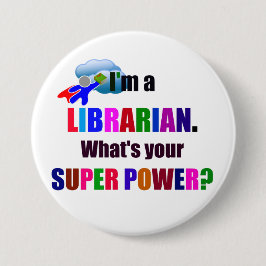 Librarian Superhero - Fett farbiges Textdesign Button
