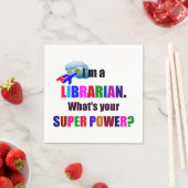Librarian Superhero - Fett farbiges Textdesign Serviette (Beispiel)