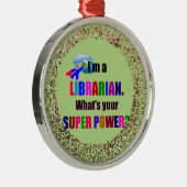 Librarian Superhero - Fettfarbiger Text, Ornament Aus Metall (Rechts)